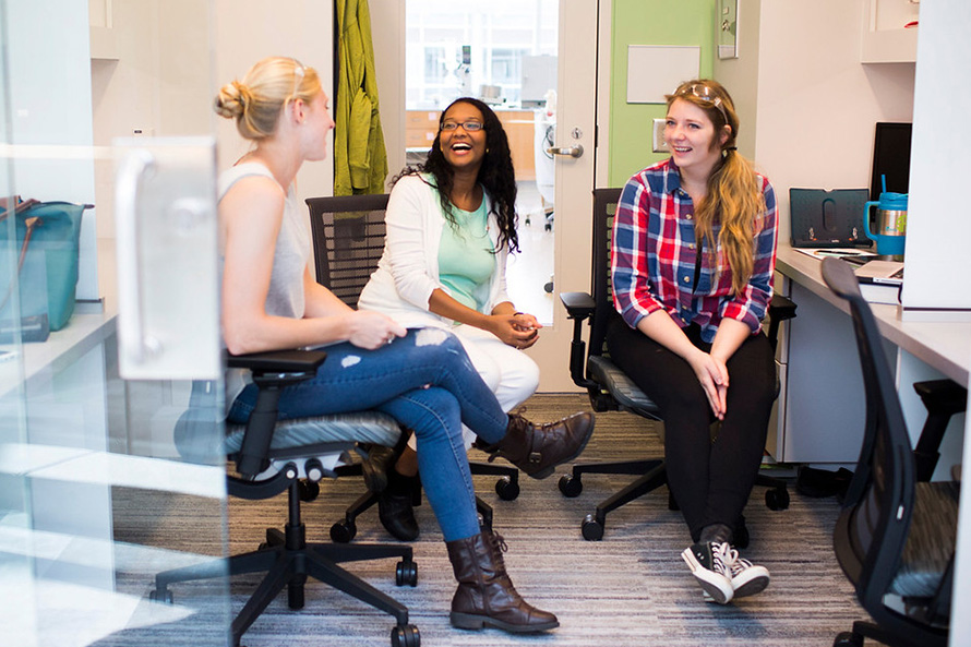 students meet with a career counselor