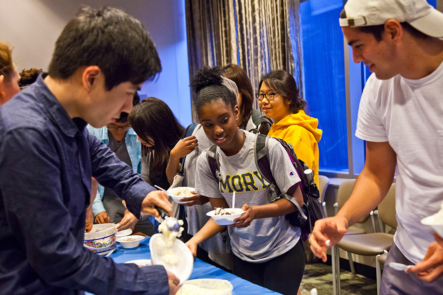 students serving ice cream