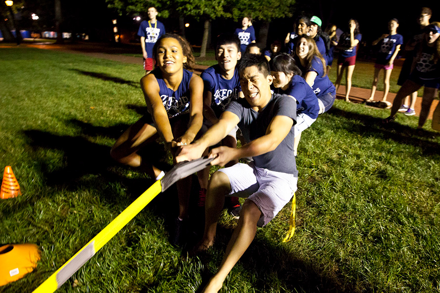students tug-of-war at the Oxford olympix