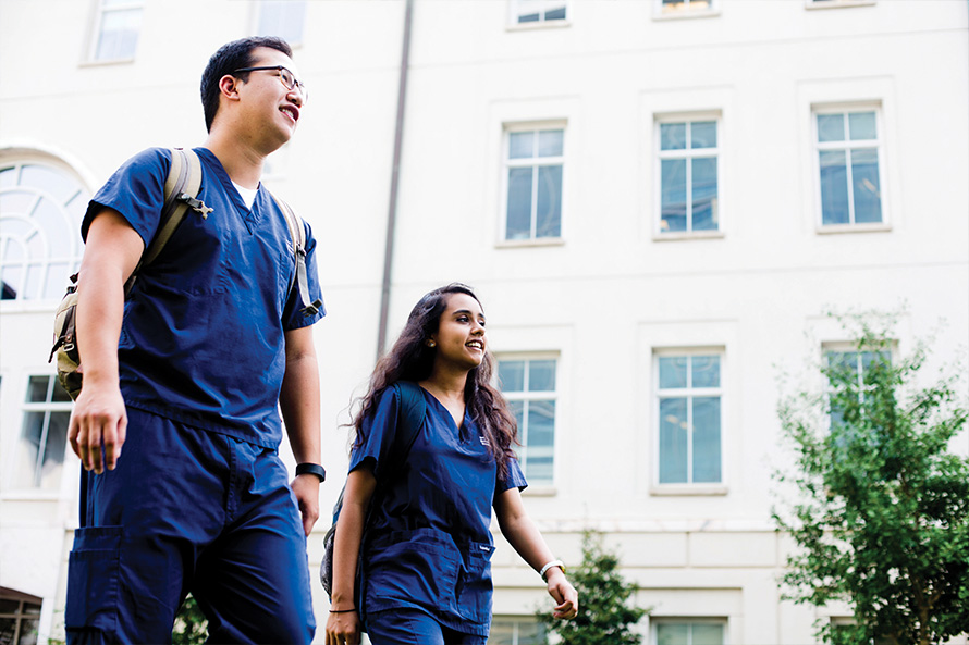 nusring students walking on ATL campus