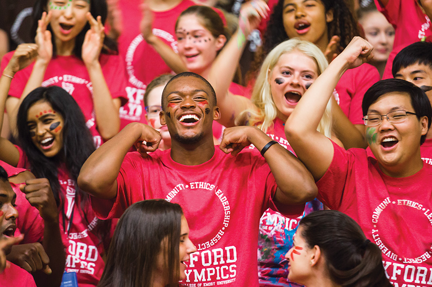students cheering at Oxford olympics