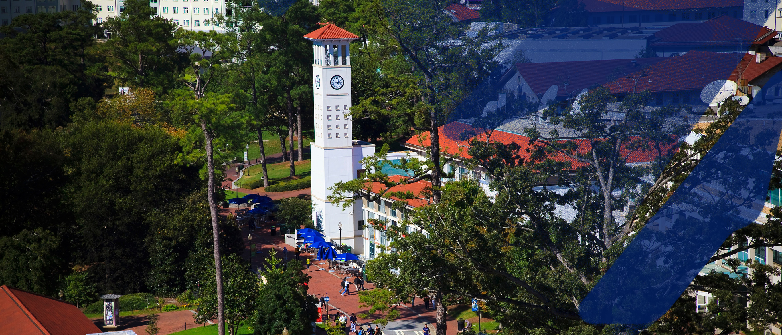 Campus view of Cox Hall & Asbury Circle