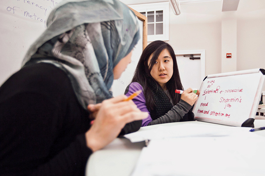 international student taking English lessons