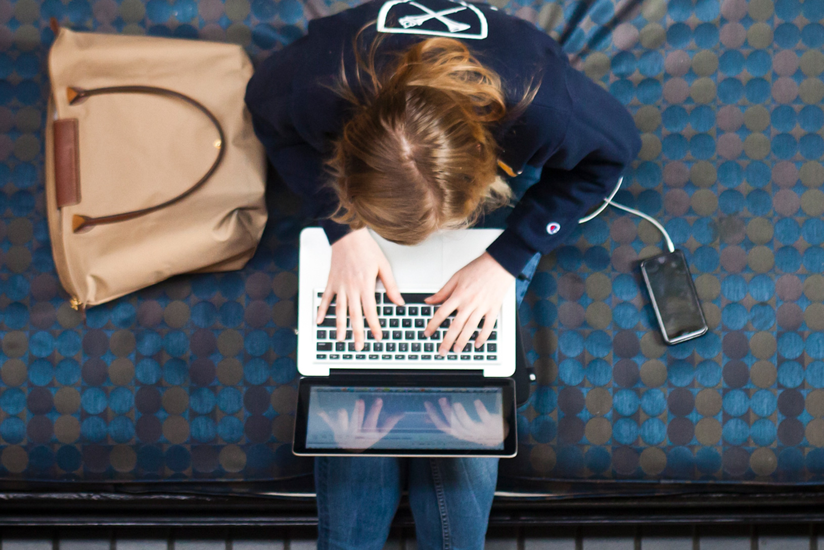 student working on computer