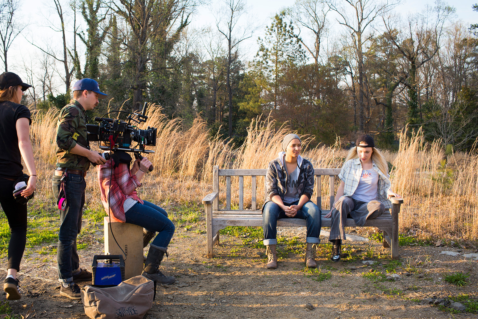 students on an outdoor film production
